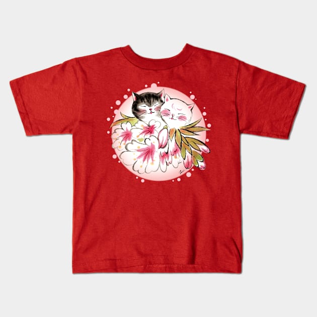 Blossom cats lover Kids T-Shirt by juliewu